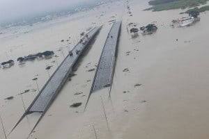 Water submerged bridges.  Photo provided by Indian Air Force