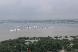 Aerial view of submerged Chennai airport. Photo by Indian Air Force 
